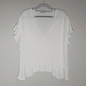 V-neck flutter sleeve Zara blouse